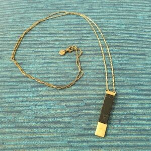 Elegant Gold Black Marble Bar Pendant Necklace